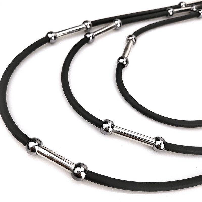 Handmade Rubber Necklaces / Women's Black Rope Jewelry / Bohemia Statement Pendant Necklaces