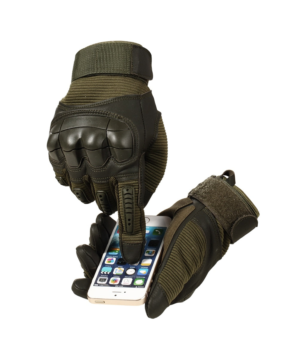 Hard Knuckle Tactical Gloves / PU Leather Army Military Combat Paintball Swat mittens