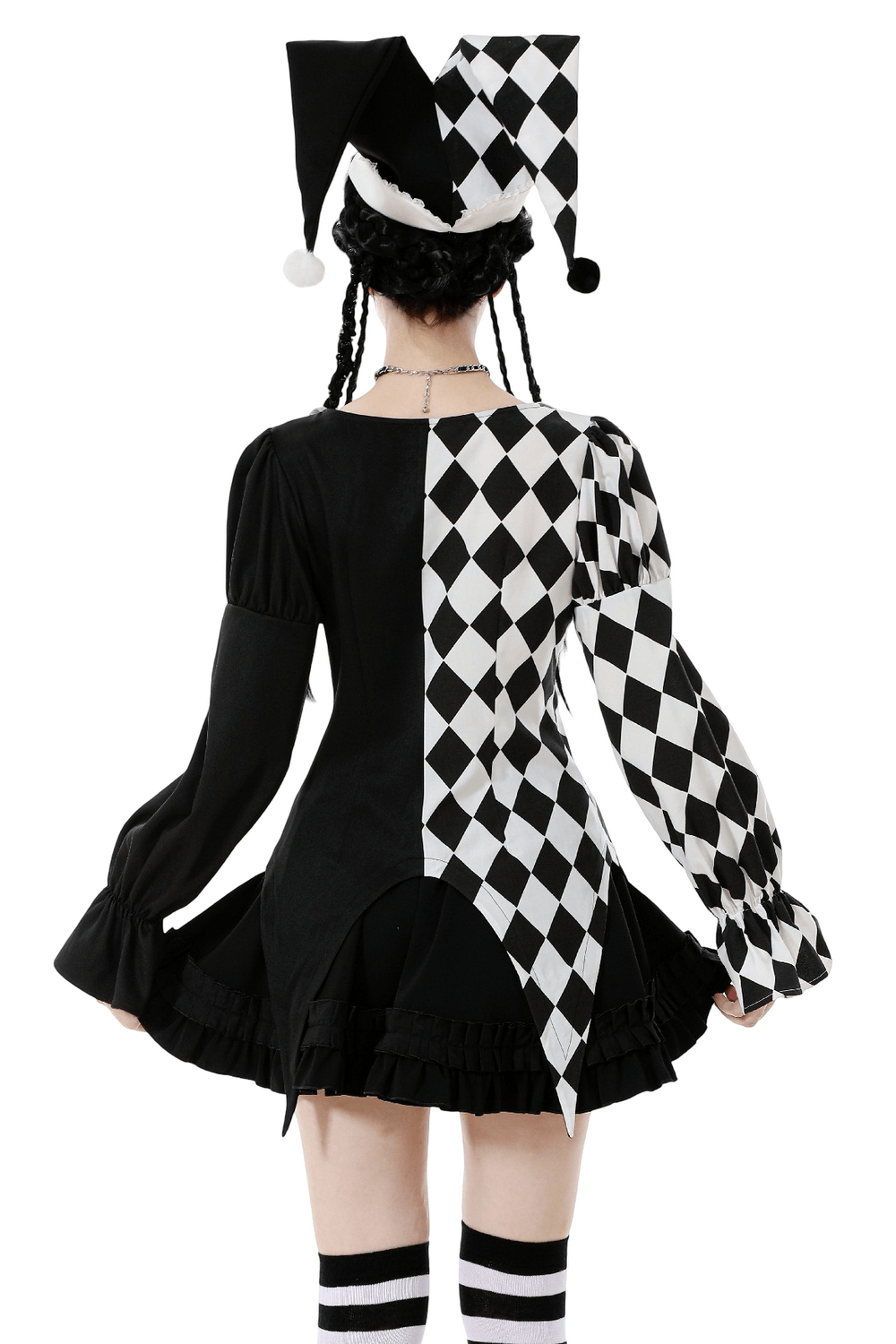 Harlequin Diamond Pattern Shirt with Front Button Detail