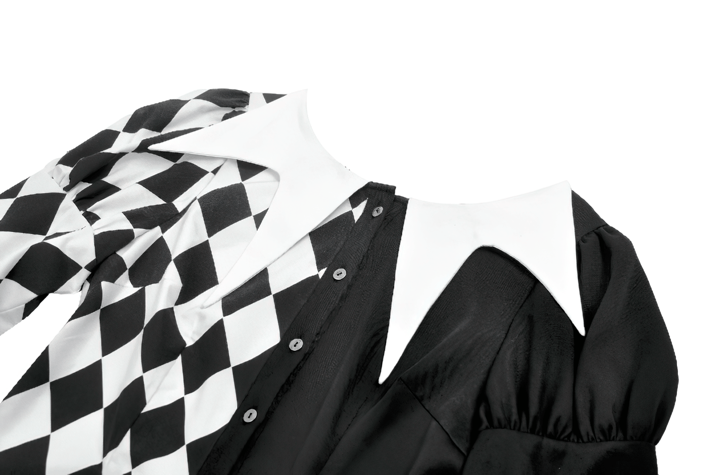 Harlequin Diamond Pattern Shirt with Front Button Detail