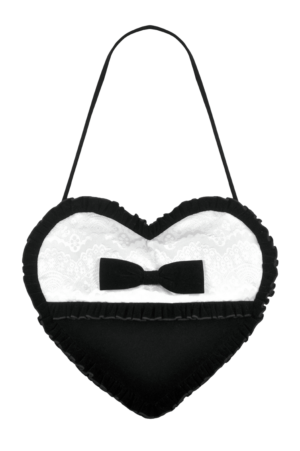 Heart-Shaped Gothic Lace Bow Crossbody Bag