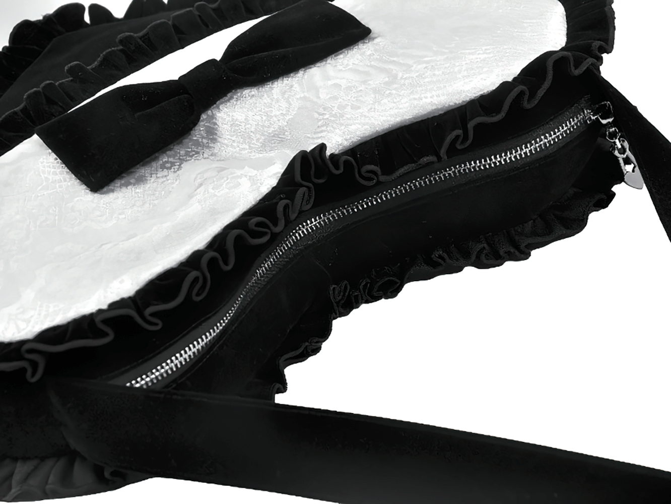 Heart-Shaped Gothic Lace Bow Crossbody Bag