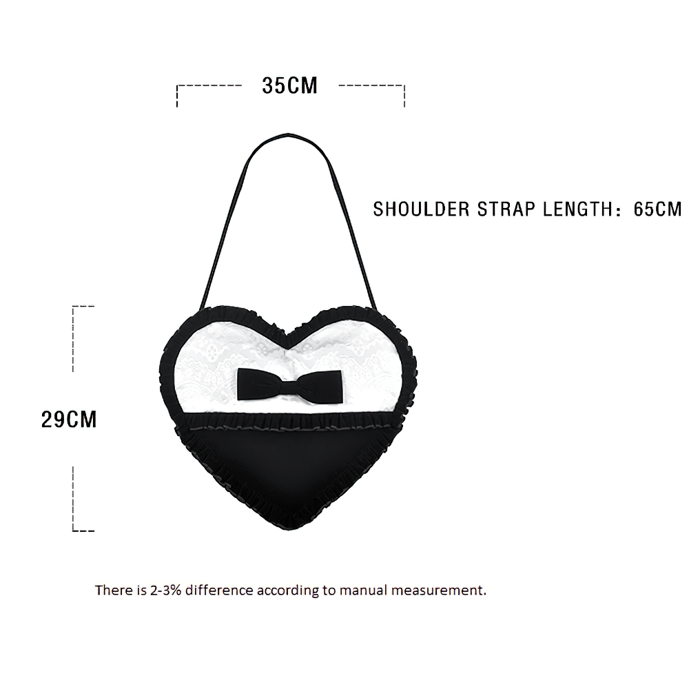 Heart-Shaped Gothic Lace Bow Crossbody Bag