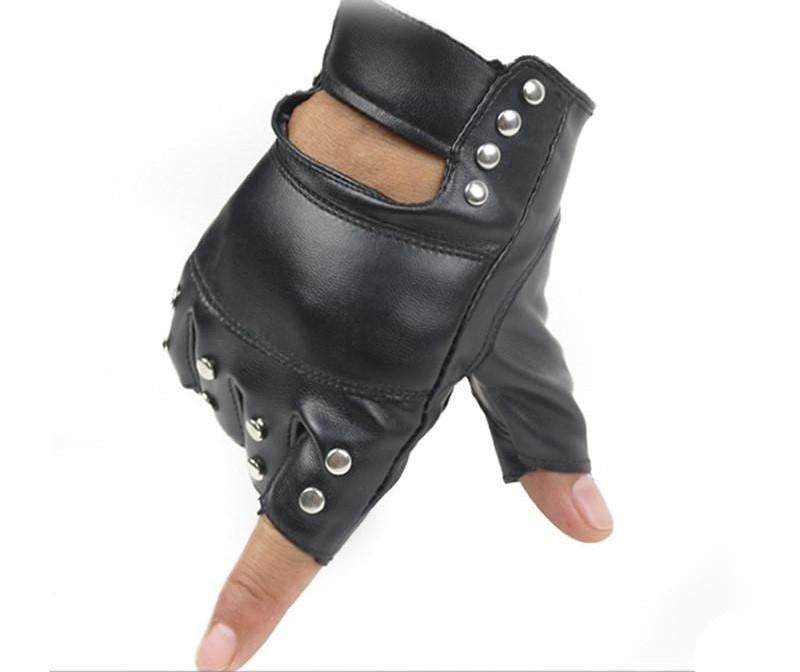 Heavy Metal & Rock style PU Leather Gloves / Men Women Metal Rivets Fitness Work Out Cycling Bicycle
