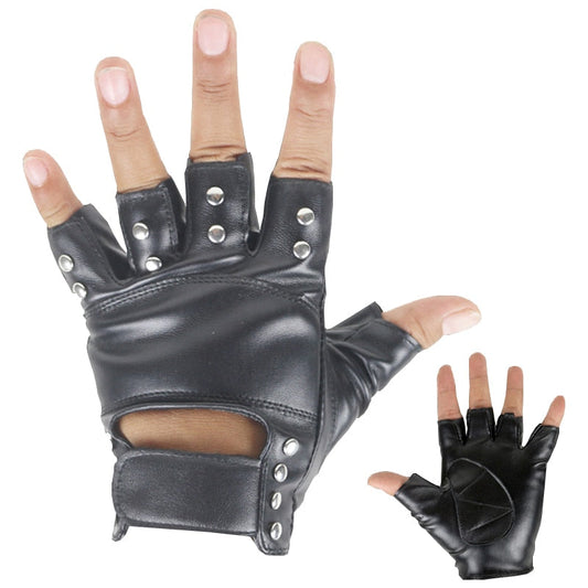 Heavy Metal & Rock style PU Leather Gloves / Men Women Metal Rivets Fitness Work Out Cycling Bicycle