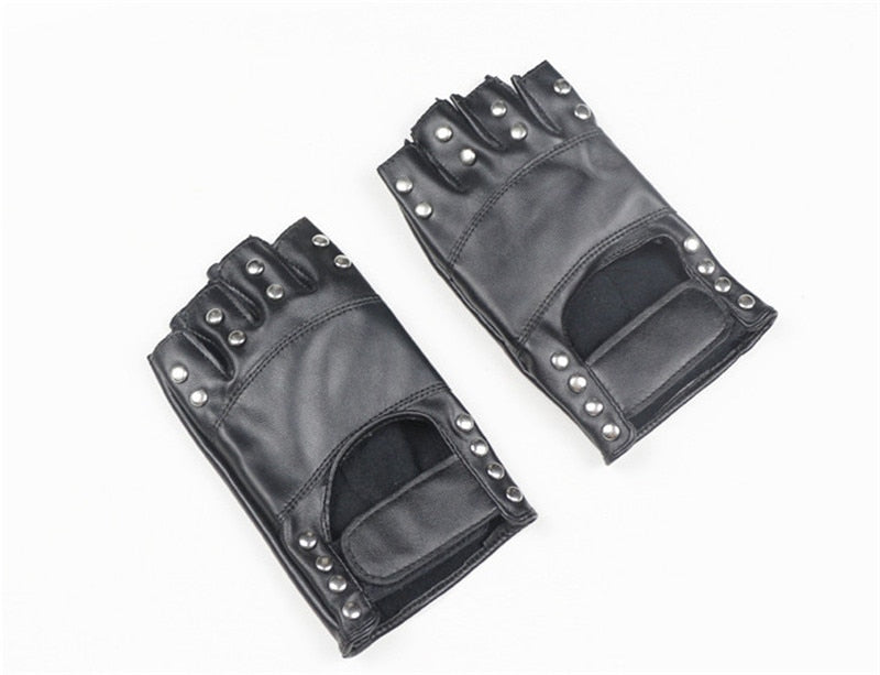 Heavy Metal & Rock style PU Leather Gloves / Men Women Metal Rivets Fitness Work Out Cycling Bicycle