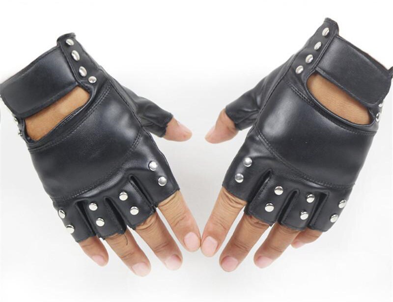 Heavy Metal & Rock style PU Leather Gloves / Men Women Metal Rivets Fitness Work Out Cycling Bicycle