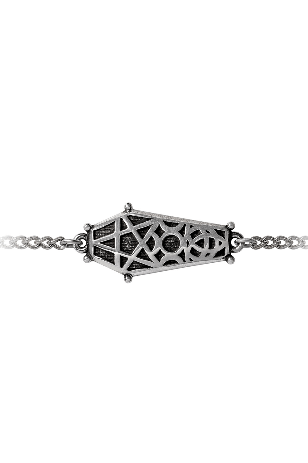 Hex Coffin Wrist Chain with Pentagram and Moon Design