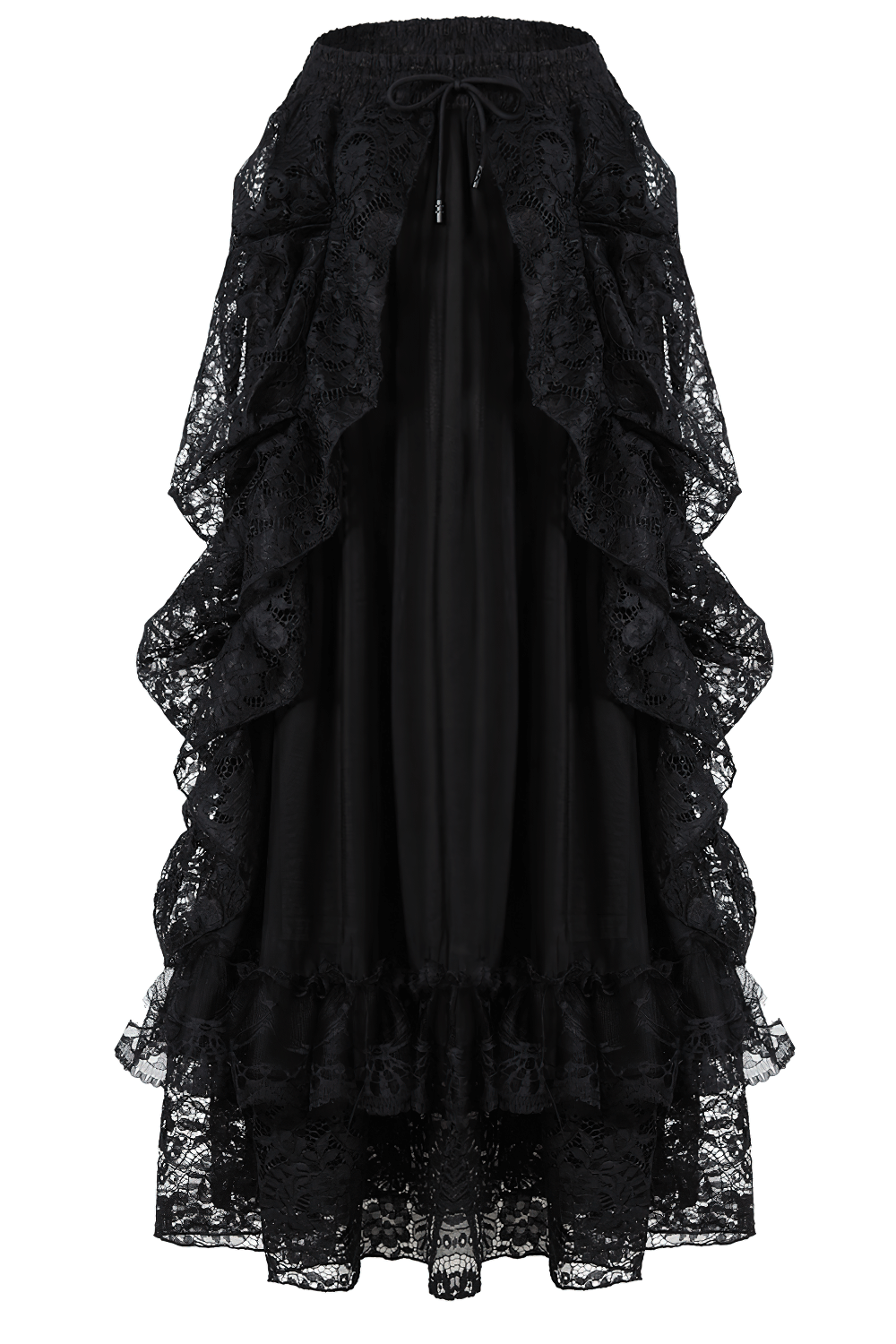 High Front Low Back Lace Maxi Skirt - Dark Romance