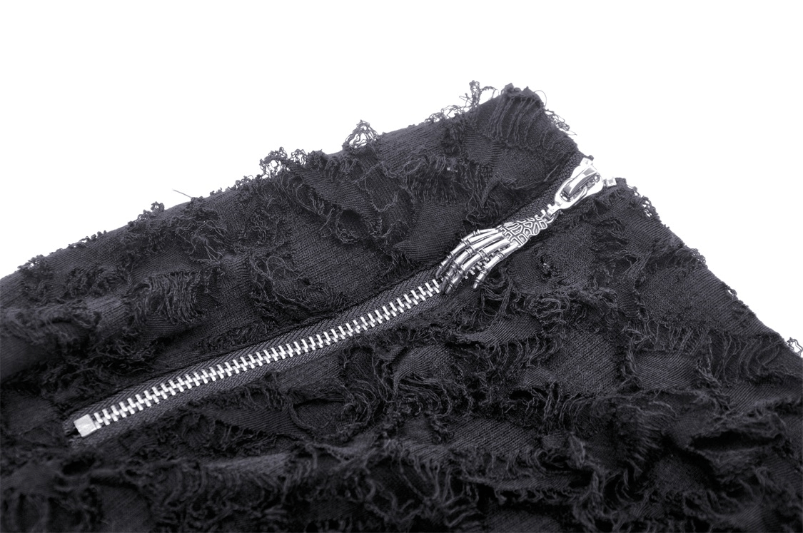 High-Low Lace Skirt with Side Zipper - Dark Gothic Punk