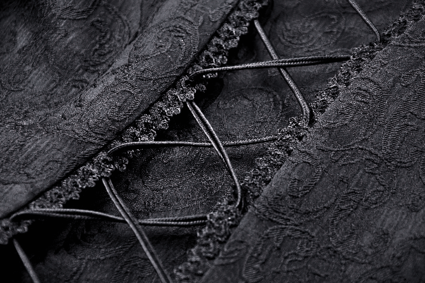 High-Low Lace Tailcoat with Sheer Sleeves and Corset Waist