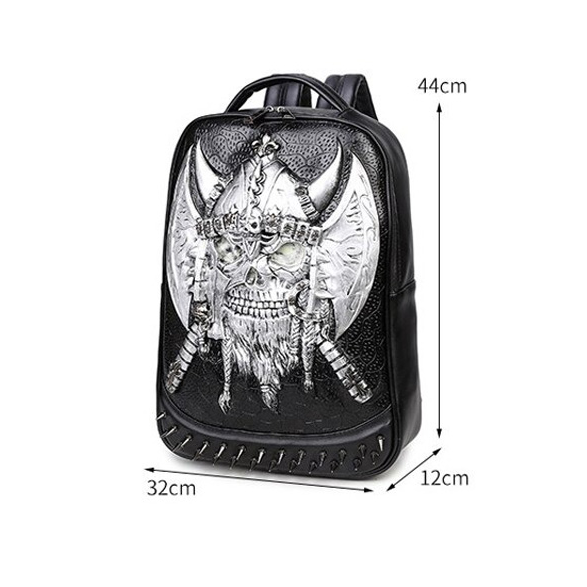 3D Leather Backpack / Unisex Knapsack Shoulder Bag / Gothic Waterproof Backpack