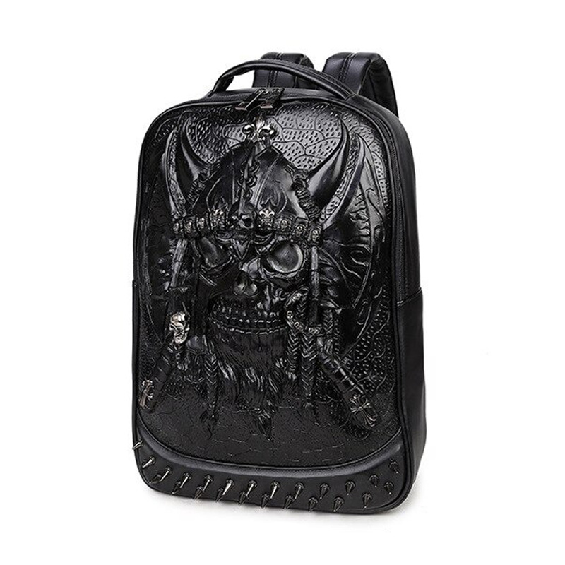 3D Leather Backpack / Unisex Knapsack Shoulder Bag / Gothic Waterproof Backpack