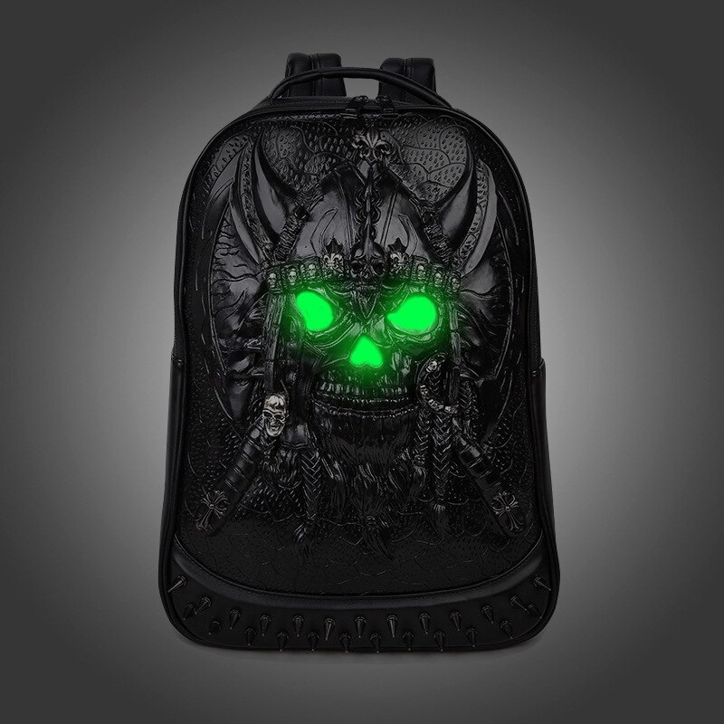 3D Leather Backpack / Unisex Knapsack Shoulder Bag / Gothic Waterproof Backpack