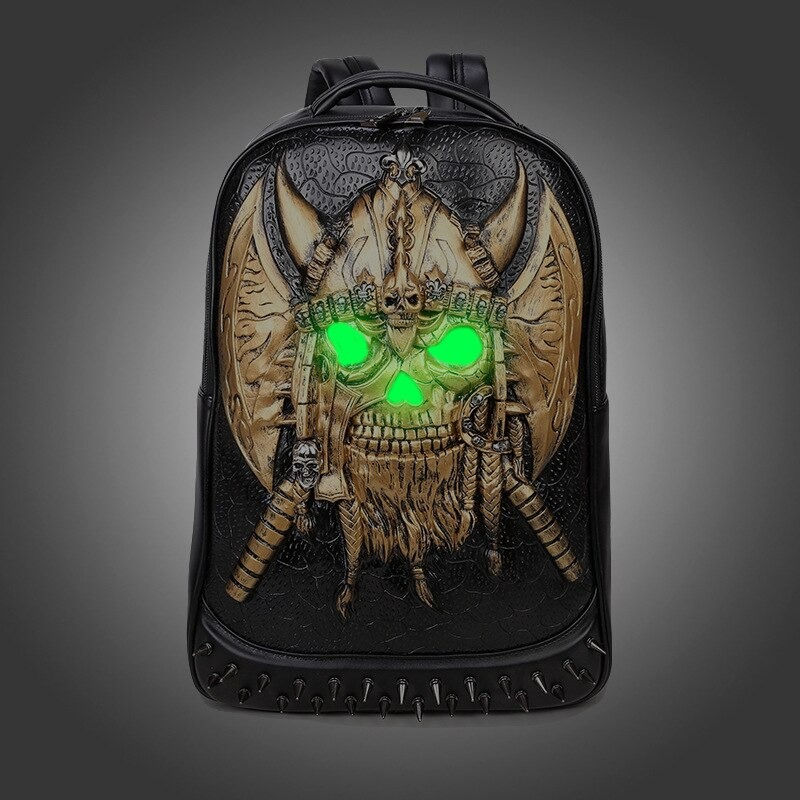 3D Leather Backpack / Unisex Knapsack Shoulder Bag / Gothic Waterproof Backpack