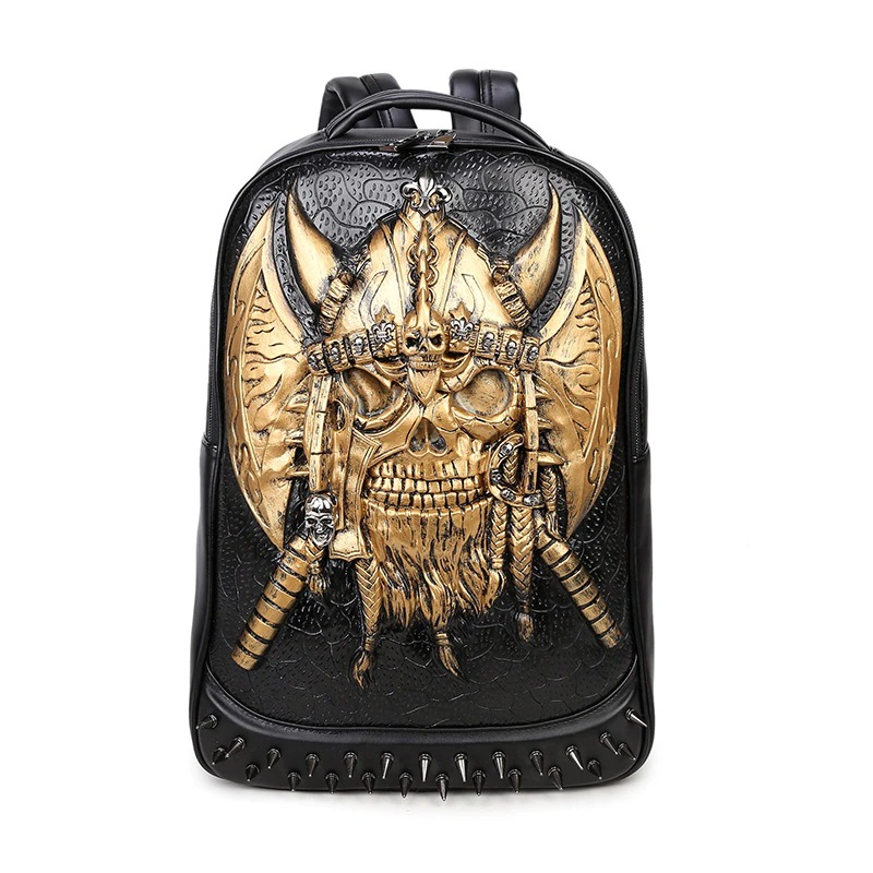 3D Leather Backpack / Unisex Knapsack Shoulder Bag / Gothic Waterproof Backpack