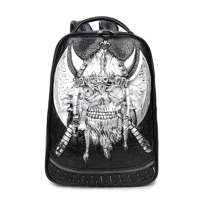 3D Leather Backpack / Unisex Knapsack Shoulder Bag / Gothic Waterproof Backpack
