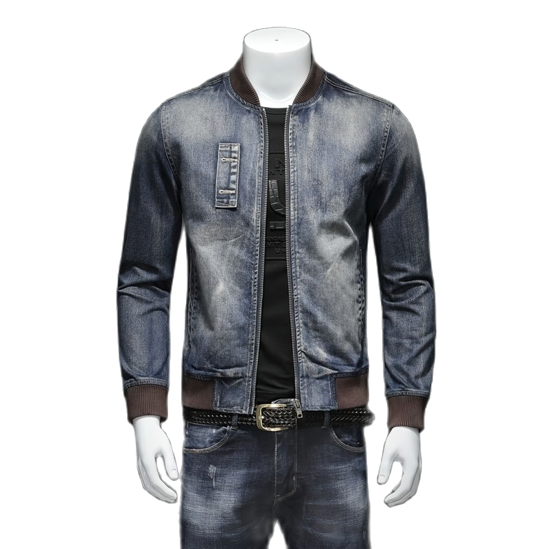 Fashion Men's Jacket with Zipper / Denim Slim Jackets on Long Sleeve / Sexy Men Clothing
