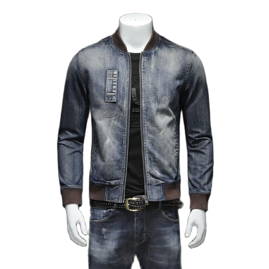 Fashion Men's Jacket with Zipper / Denim Slim Jackets on Long Sleeve / Sexy Men Clothing
