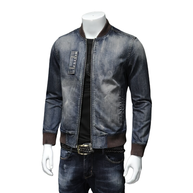 Fashion Men's Jacket with Zipper / Denim Slim Jackets on Long Sleeve / Sexy Men Clothing