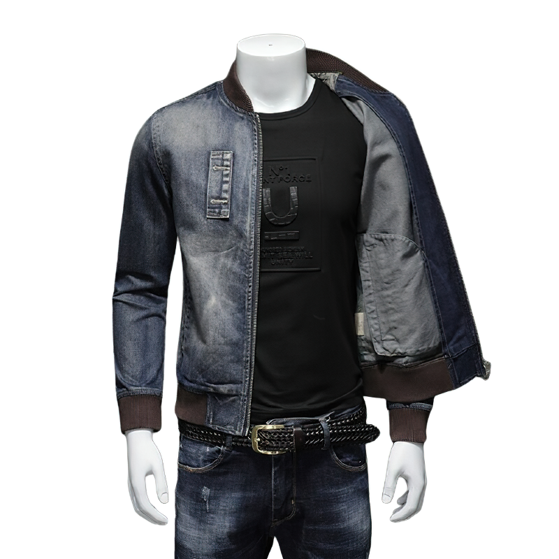 Fashion Men's Jacket with Zipper / Denim Slim Jackets on Long Sleeve / Sexy Men Clothing