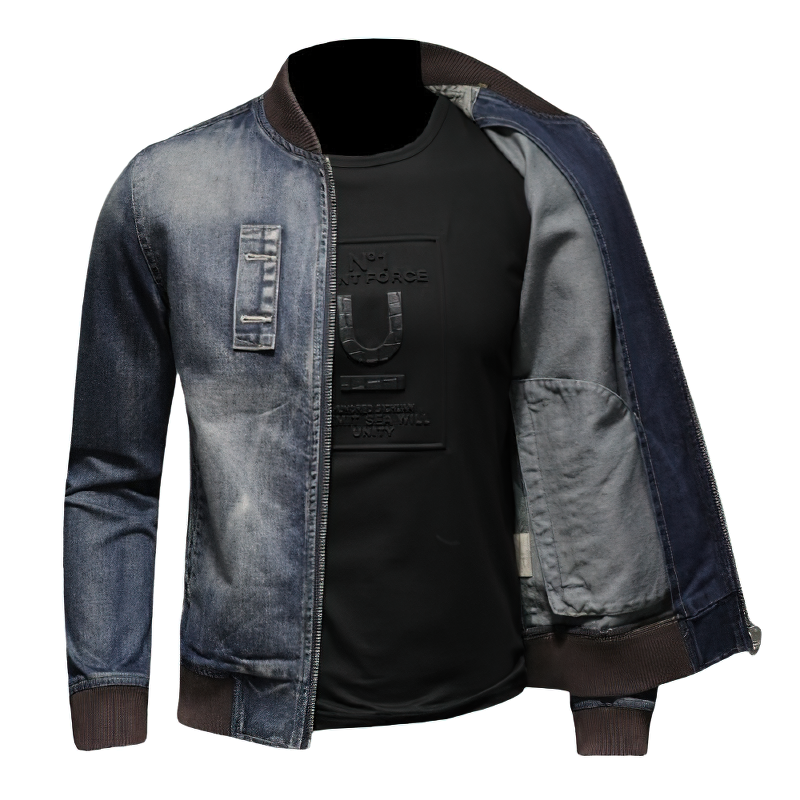 Fashion Men's Jacket with Zipper / Denim Slim Jackets on Long Sleeve / Sexy Men Clothing