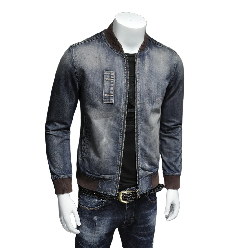 Fashion Men's Jacket with Zipper / Denim Slim Jackets on Long Sleeve / Sexy Men Clothing