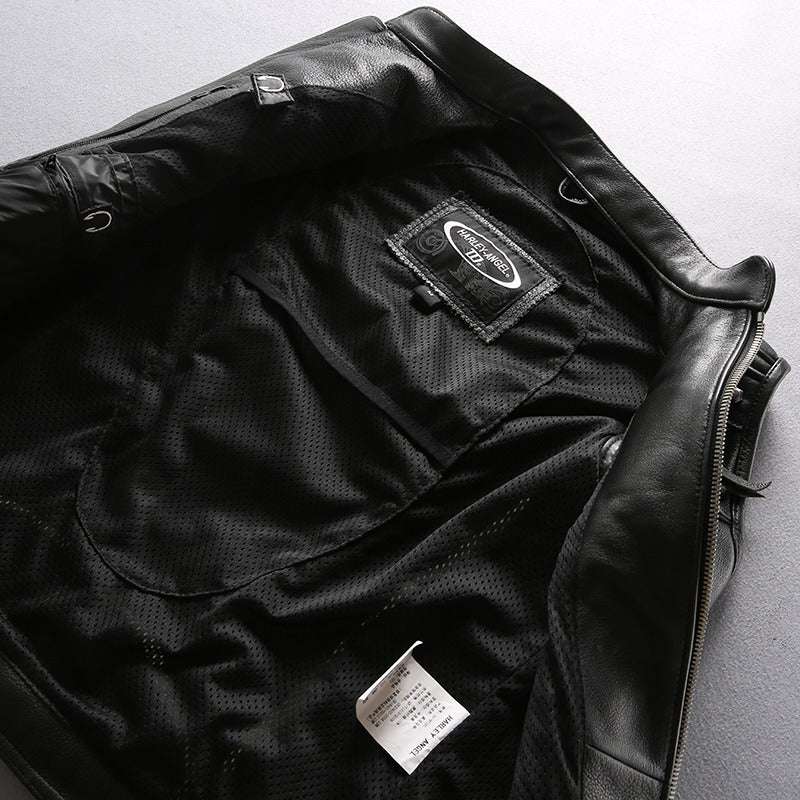 Men's Professional Motorcycle Biker Vest / Sleeveless Jacket of Genuine Leather