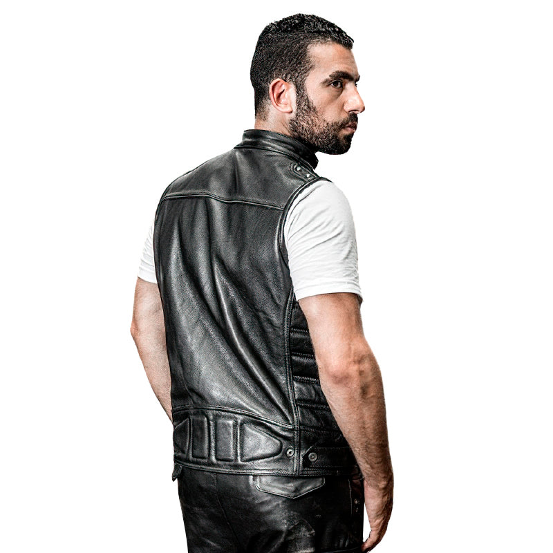Men's Professional Motorcycle Biker Vest / Sleeveless Jacket of Genuine Leather