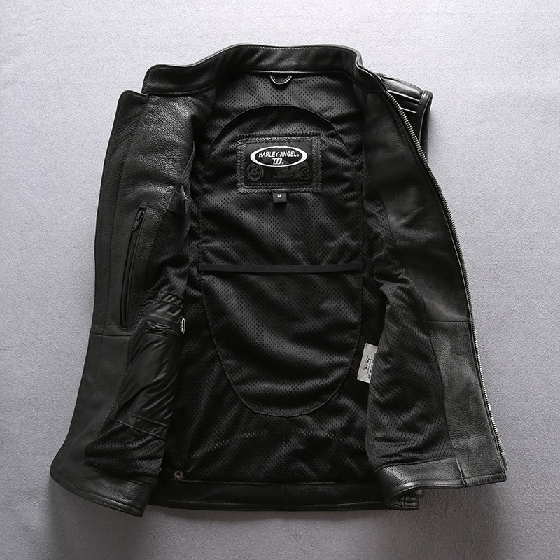 Men's Professional Motorcycle Biker Vest / Sleeveless Jacket of Genuine Leather