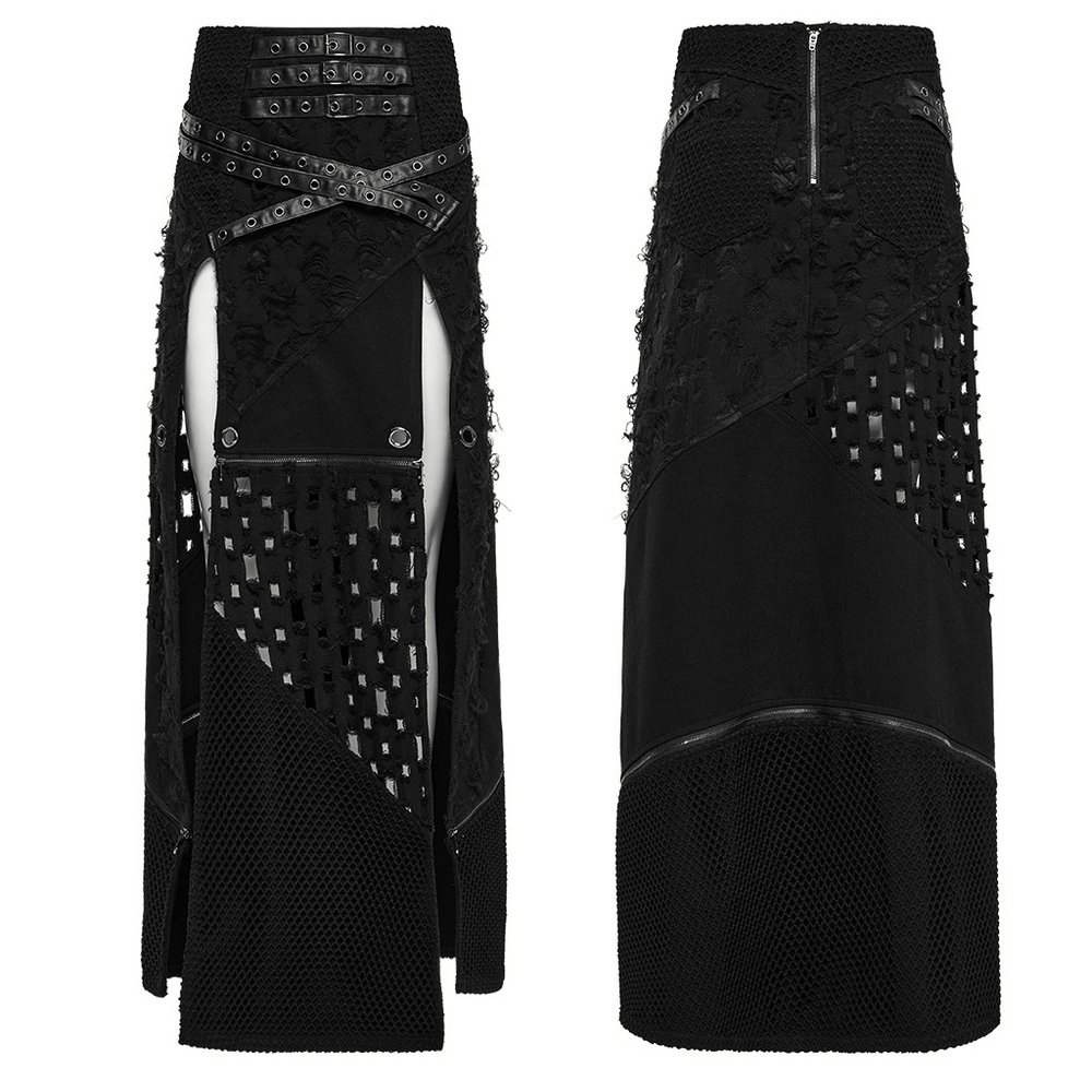 High Slit Punk Detachable Skirt with Faux Leather Accents