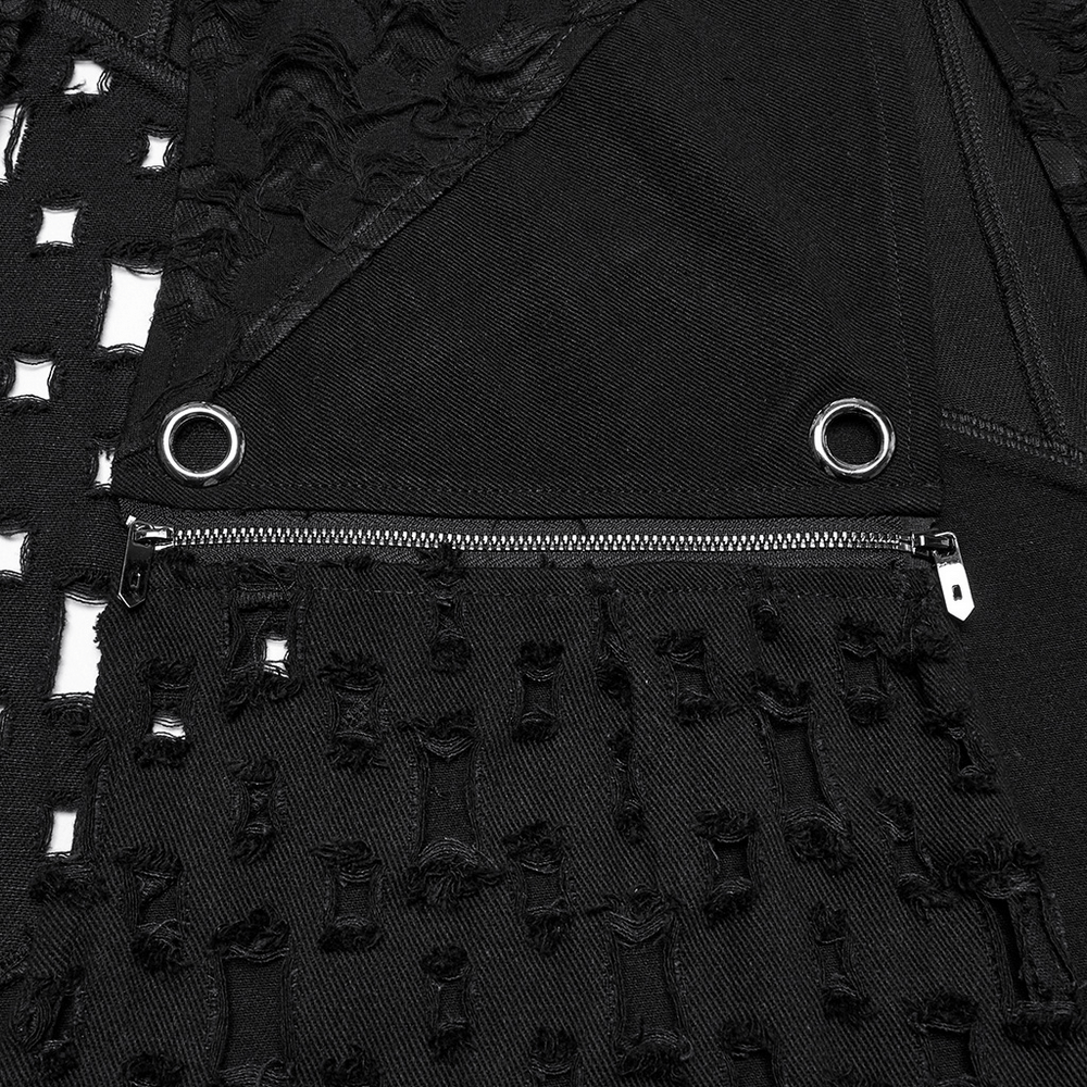 High Slit Punk Detachable Skirt with Faux Leather Accents