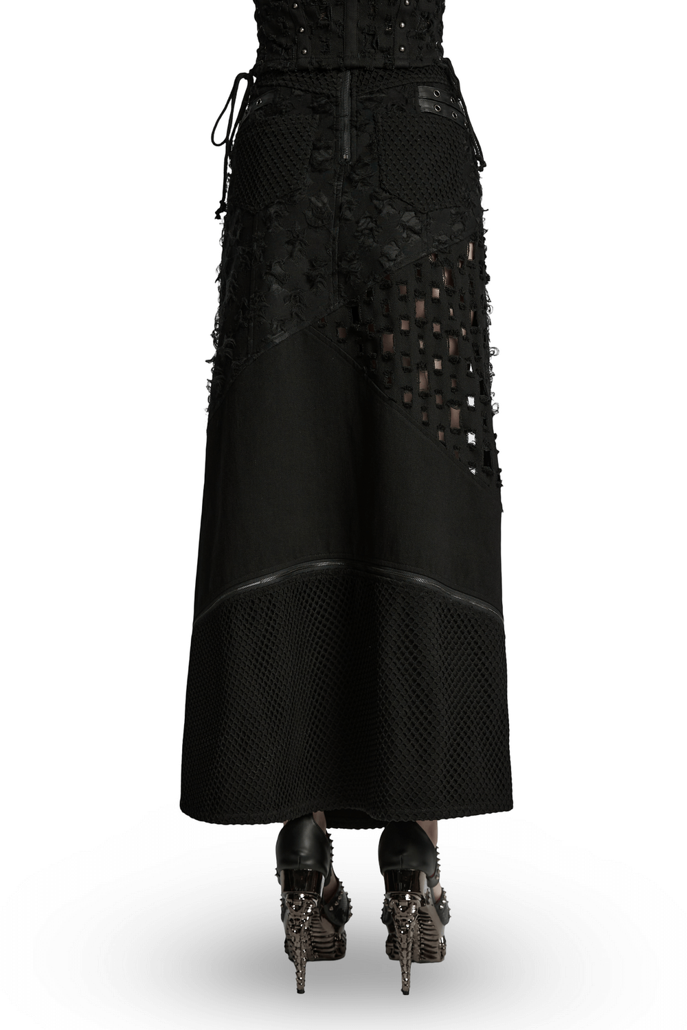 High Slit Punk Detachable Skirt with Faux Leather Accents