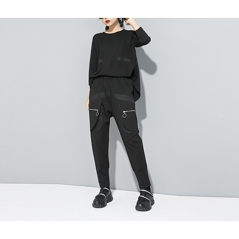 High Waist Black Alternative Women's Pants / Casual Harem Female Trousers