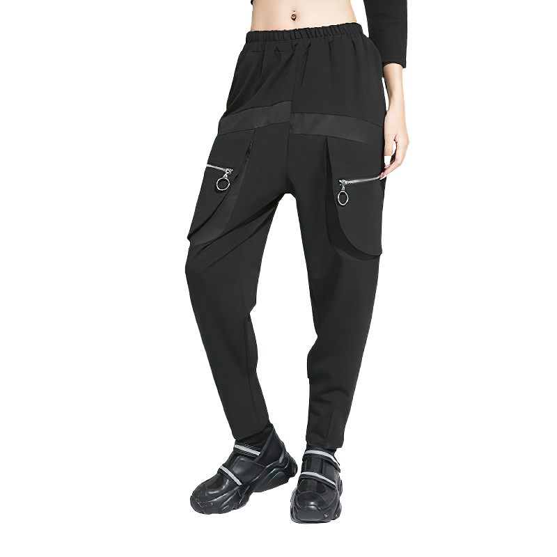 High Waist Black Alternative Women's Pants / Casual Harem Female Trousers
