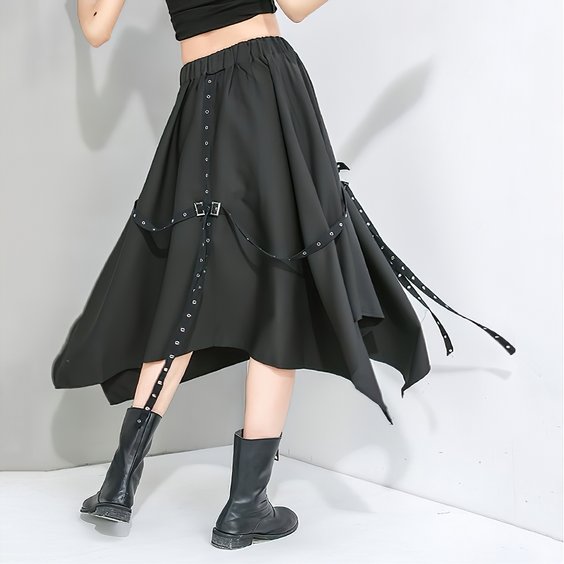 High Waist Elastic Fashion Women's Skirt / Asymmetrical Half-Body Alternative Female Apparel