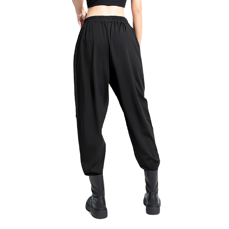 High Waist Elastic Women's Trousers / Fashion Ribbon Split Female Streetwear