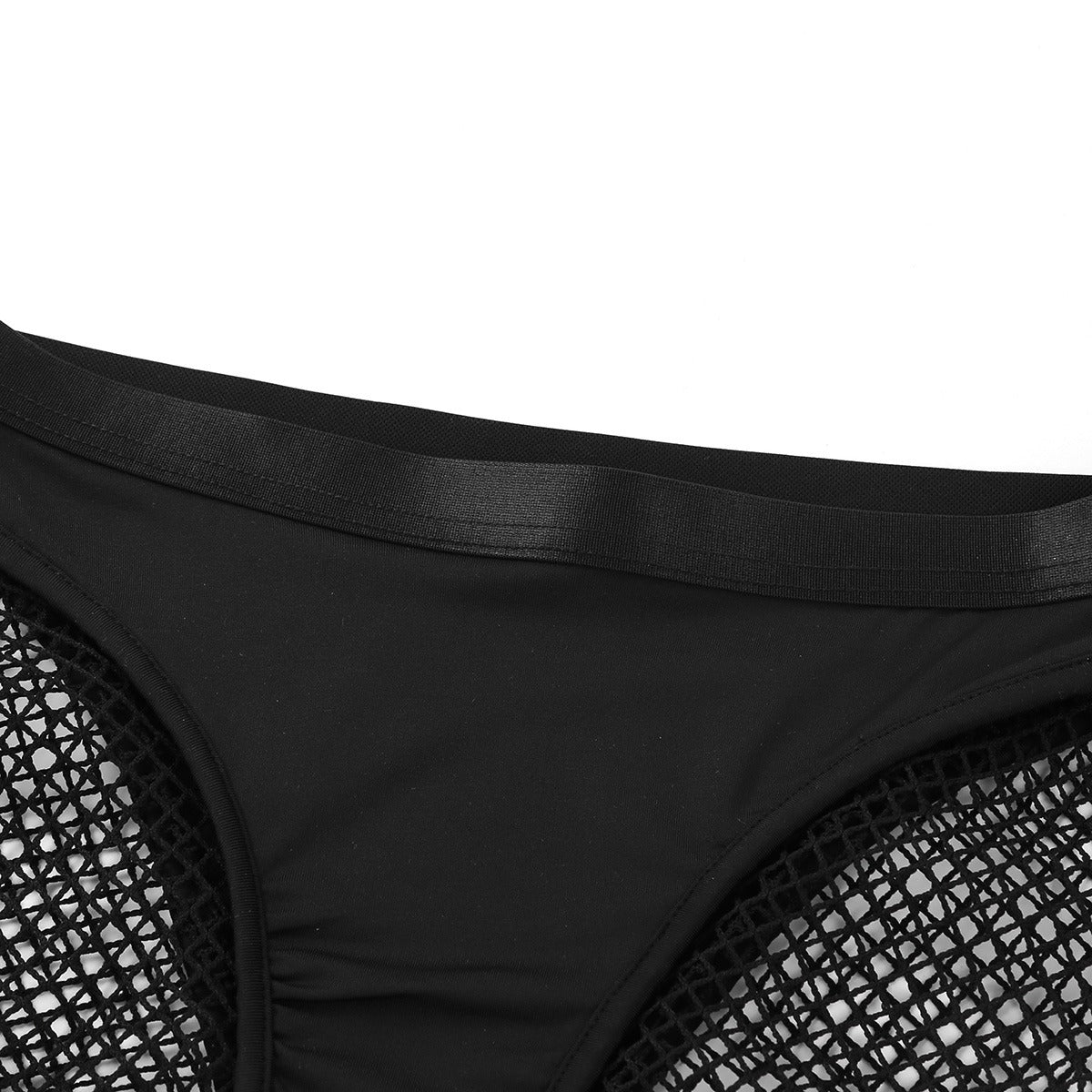 High-Waisted Women's Sexy Underwear / See Through Fishnet Panties / Cutout Half Pants