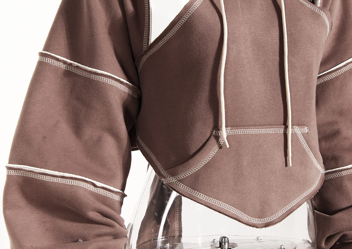 Hollow Out Long Sleeves Hooded Sweatshirt / Cool Solid Backless Crop Hoodie For Women