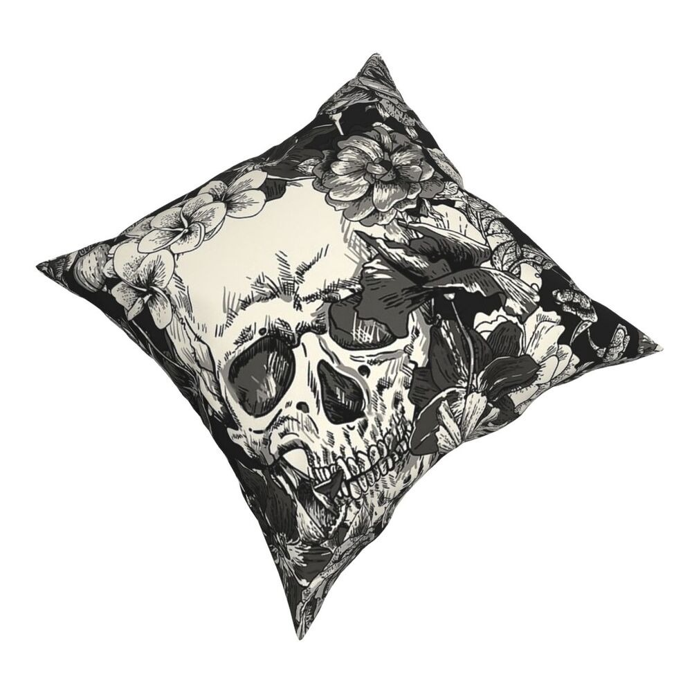 Home Decorative Pillowcase with Skull in flowers / Pillows in Gothic style / Double-sided Printing