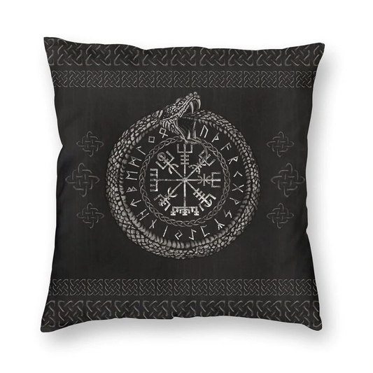 Home Decorative Pillowcover Viking Helm Of Awe and Snake / Polyester Pillow with Double-sided Printing