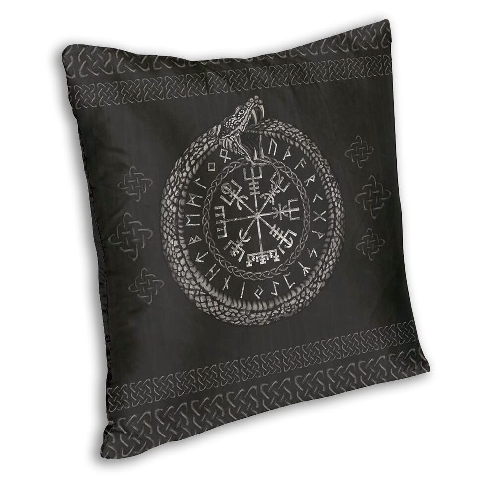 Home Decorative Pillowcover Viking Helm Of Awe and Snake / Polyester Pillow with Double-sided Printing