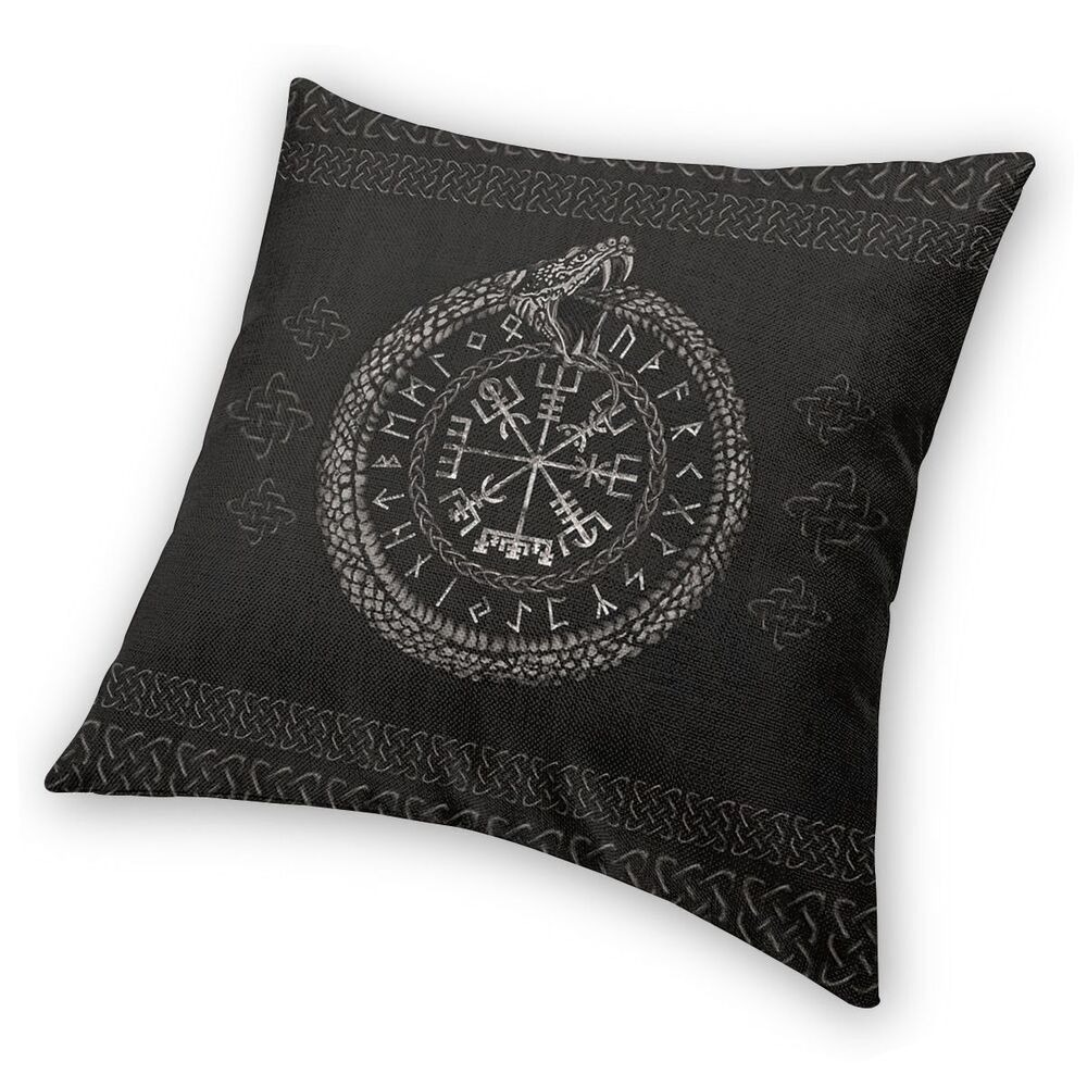 Home Decorative Pillowcover Viking Helm Of Awe and Snake / Polyester Pillow with Double-sided Printing