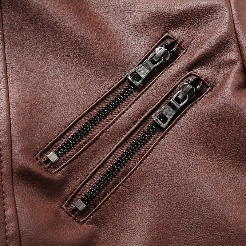 Hooded Leather Jackets / Men Casual Coat / Motorcycle Jackets