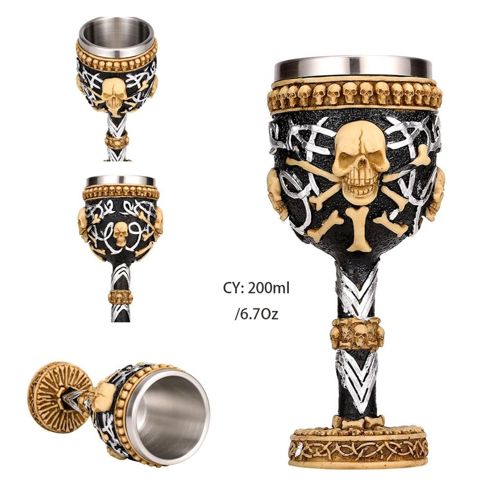 Horrible Devil Wine Glass with Stainless Steel and Resin / Vintage Style Bar Drinkware