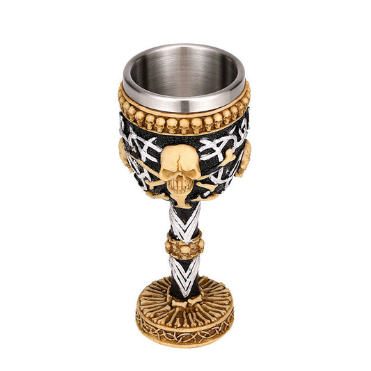 Horrible Devil Wine Glass with Stainless Steel and Resin / Vintage Style Bar Drinkware