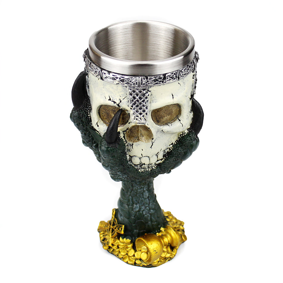 Horrible Green Devil Hand Wine Glass with Stainless Steel and Resin / Vintage Style Bar Drinkware