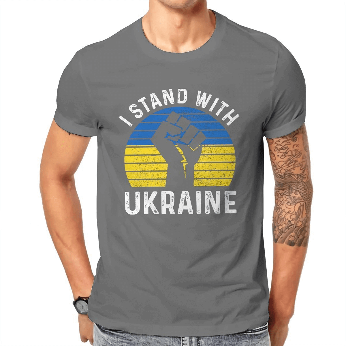 "I Stand With Ukraine" Print T-Shirts for Man and Women / Grunge Short Sleeve T-Shirts for You