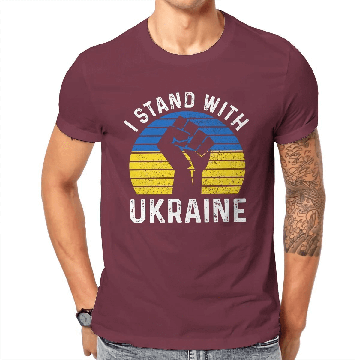 "I Stand With Ukraine" Print T-Shirts for Man and Women / Grunge Short Sleeve T-Shirts for You
