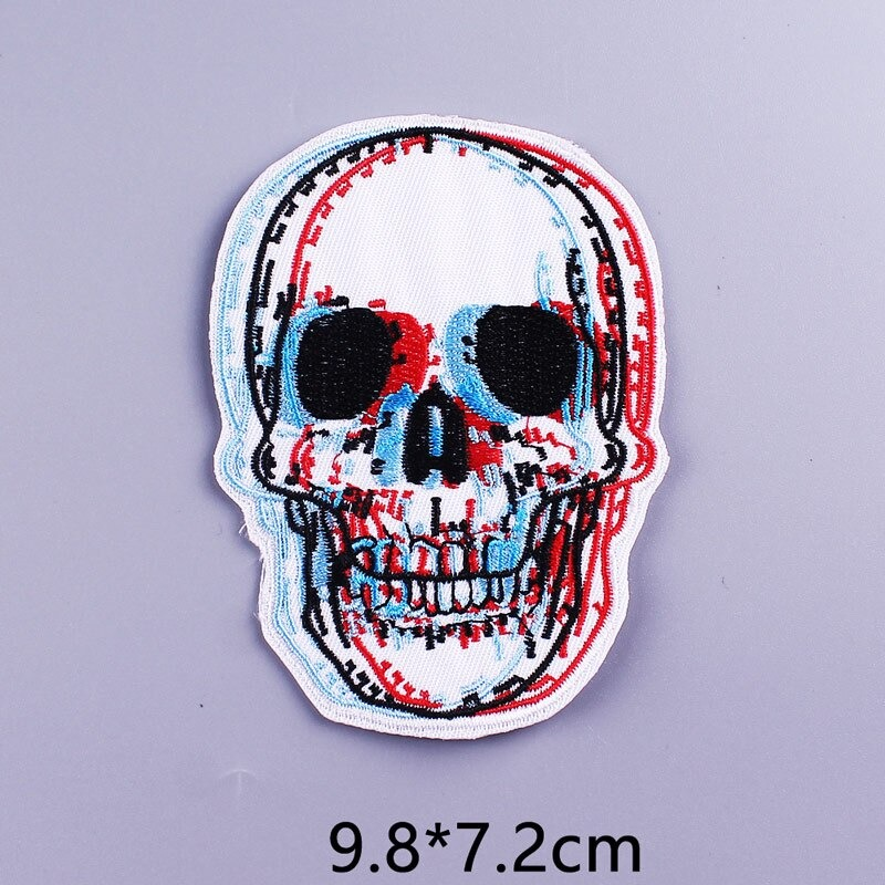 Illusion Skull Print Fusible Patch On Clothes / Unisex Rave Outfits Accessory For Jackets and Bags
